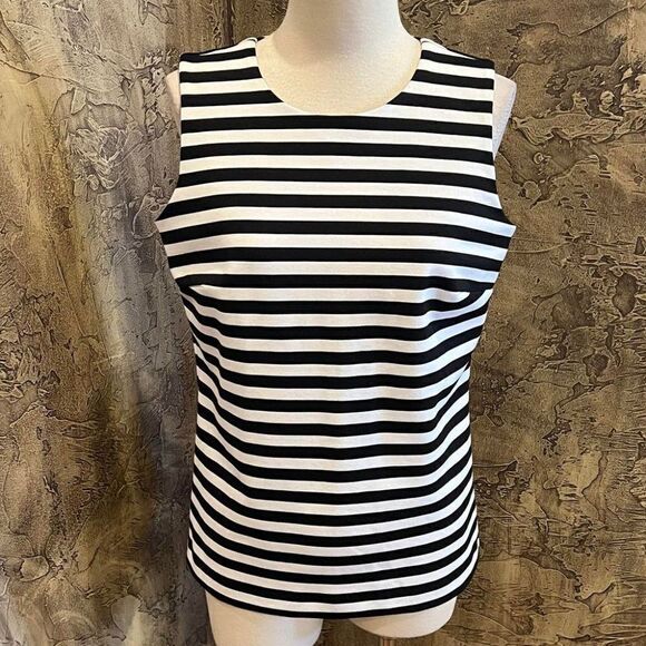 Michael Kors Sleeveless Knit Striped Shirt Size Medium - Picture 1 of 3
